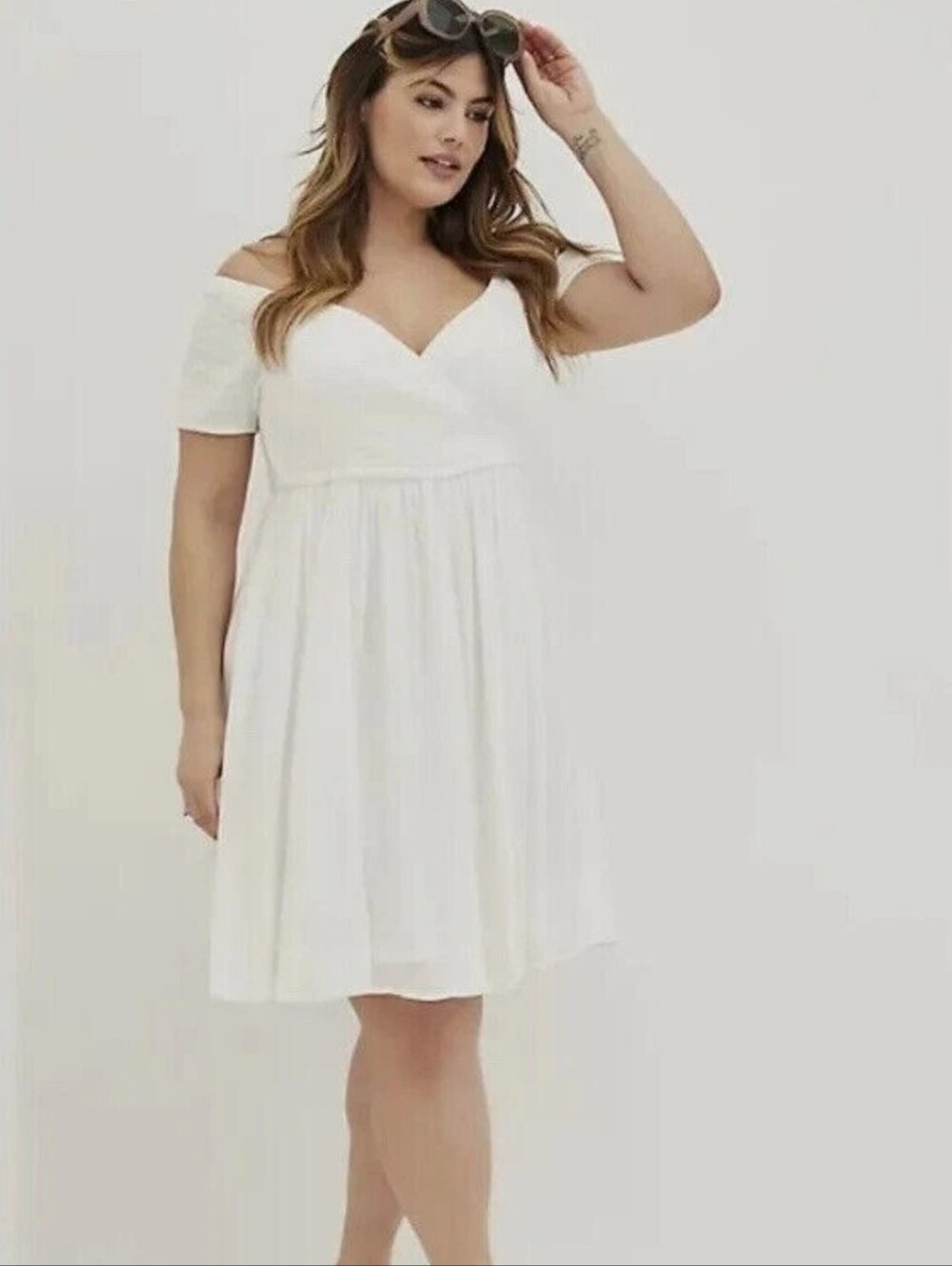 TORRIDA Mini Challis Off Shoulder Surplus Skater Dress - Women's Size 2XL